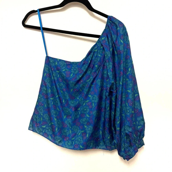 NWT Veronica Beard Lyric One Shoulder 100% Silk Floral Top - Cocktail Party Top - Picture 6 of 7